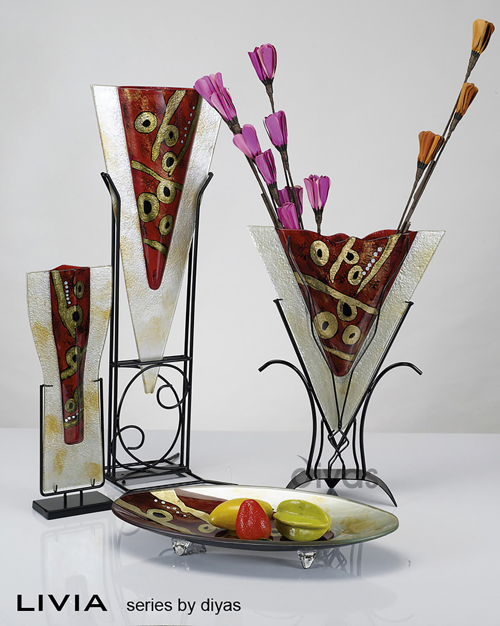 Livia Glitter Art Glassware Diyas Home Vases Livia Glitter Art Glassware Diyas Home Vases